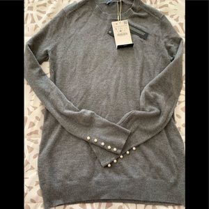 NWT charcoal Grey Zara Sweater with Pearls